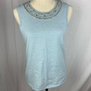 DKNY embellished sky blue top